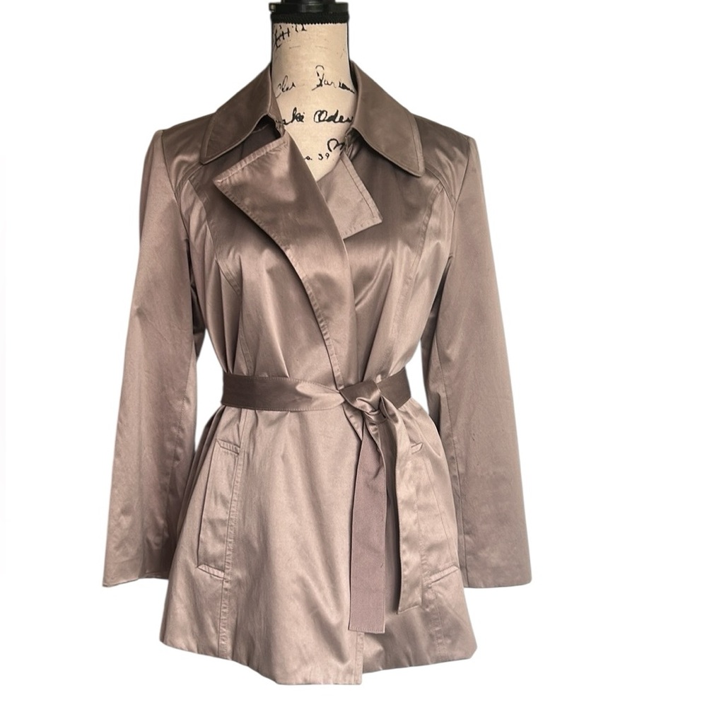 Calvin Klein Women's Satin Trench Coat - Light Brown